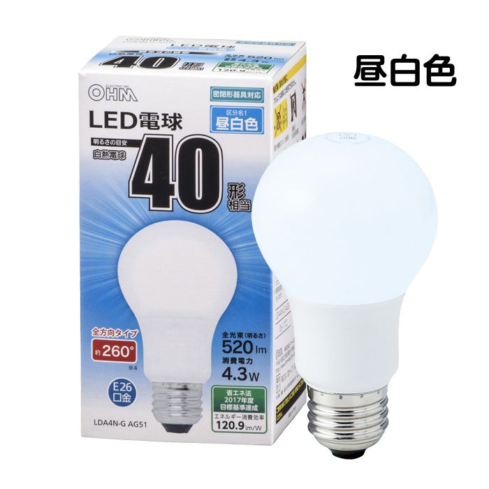 LED電球40W形昼白色 LDA4N-G AG51
