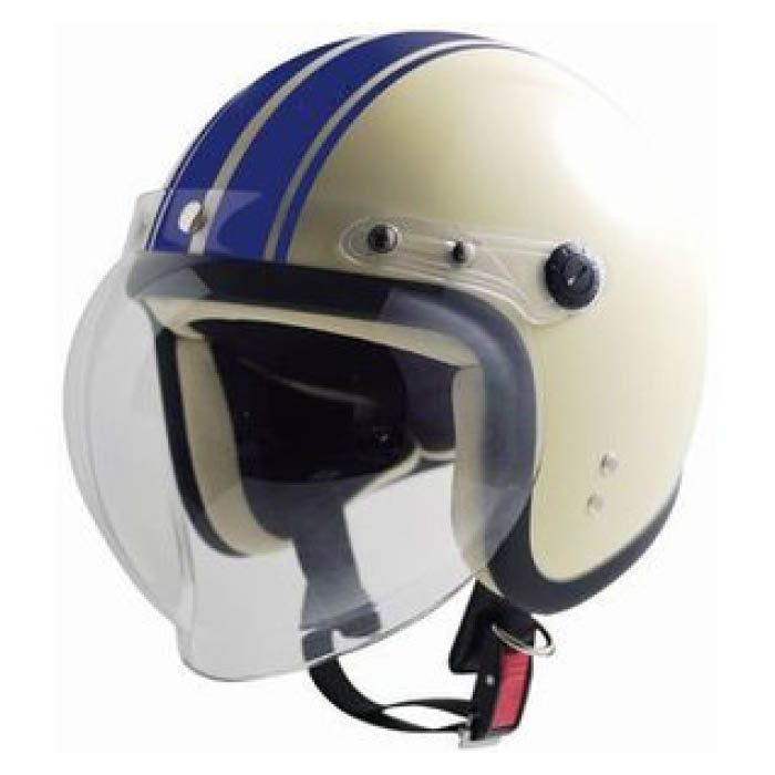 HBN シールド付JETヘルメット NT-70アイボリー/ネイビーライン