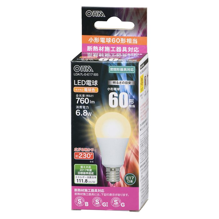 LED　PS球　E17　6.8W　L LDA7L-G-E17　IS5