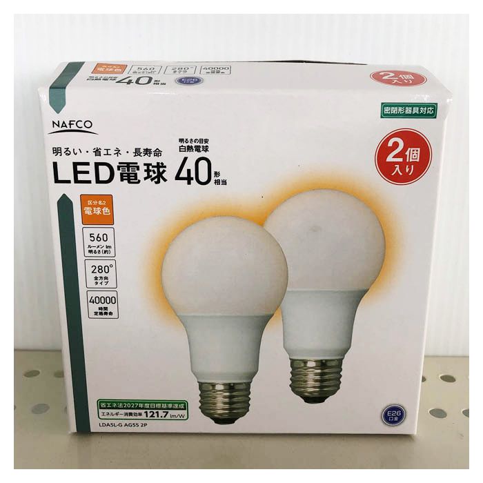 LED電球40W電球色 2P LDA5L-G AG55 2P