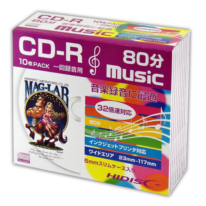 HIDISC 音楽用CDーR(ケース入り) 10枚 HDCR80GMP10SC