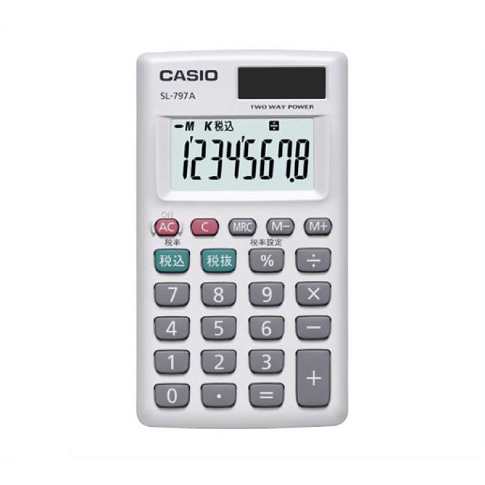 CASIO カードタイプ電卓　税計算　8桁 SL-797A-N